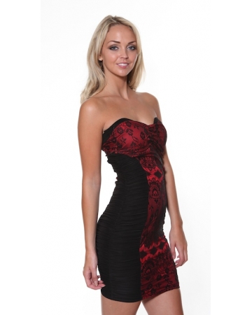 Strapless Lace Red Back