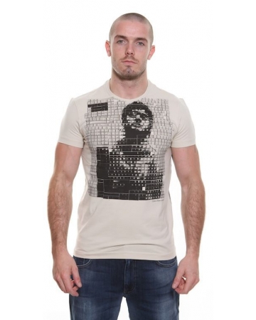 Beige Pepe Keyboard Print T-Shirt