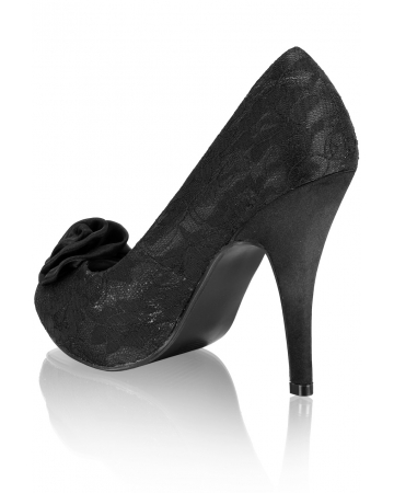 Black Lace Court Shoes